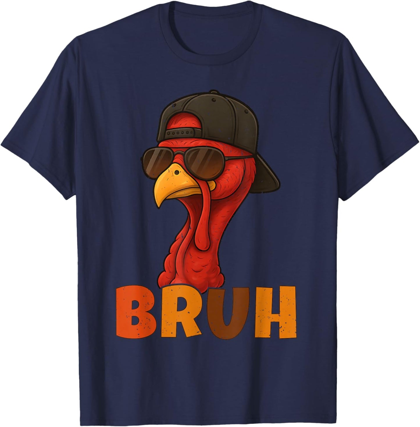 Bruh Funny Thanksgiving Turkey Day for Boys Teens Kids T-Shirt - T-Shirt | Navy