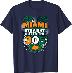 Miami Straight Outta The 305 Comic Pop Art City Pride T-Shirt - T-Shirt | Navy