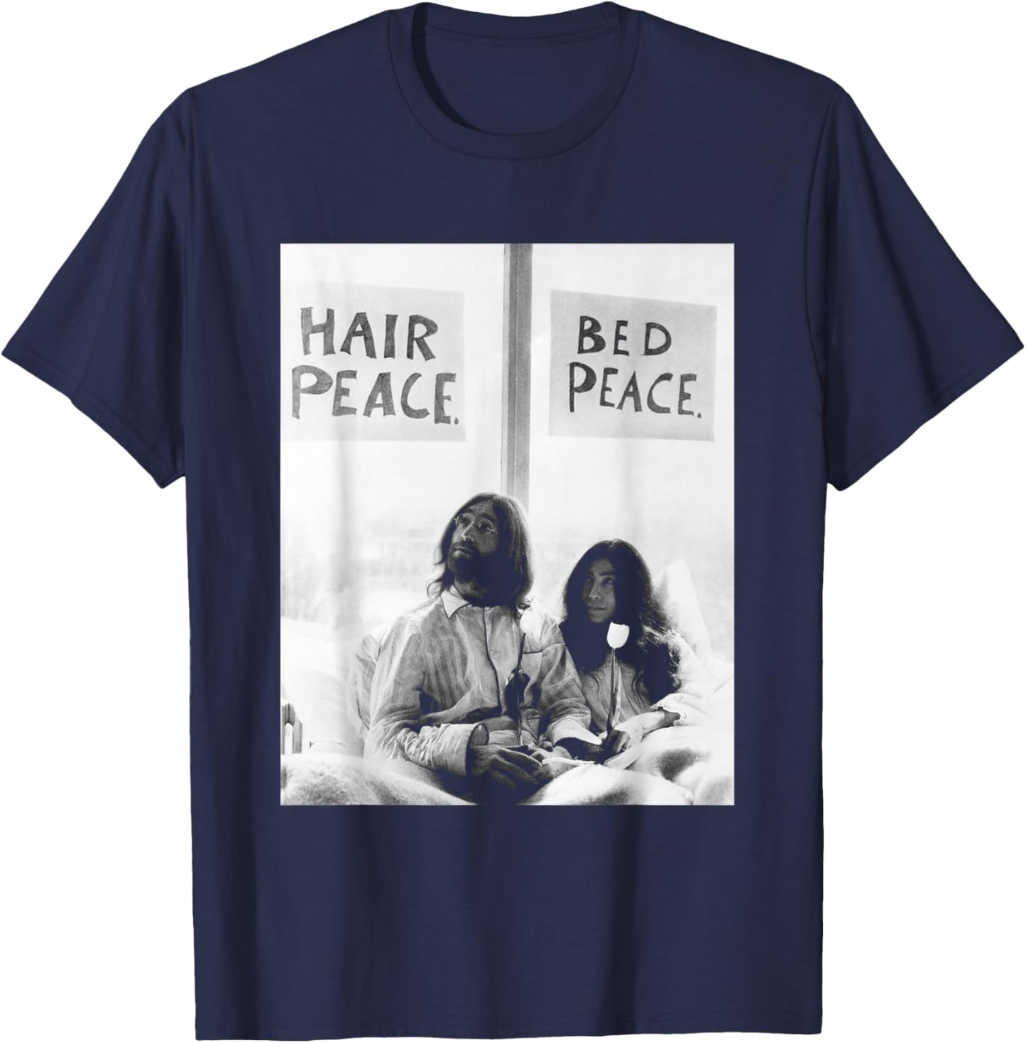 John Lennon Yoko ONO Anti-War Bed-in 1969 The Beatles T-Shirt - T-Shirt | Navy