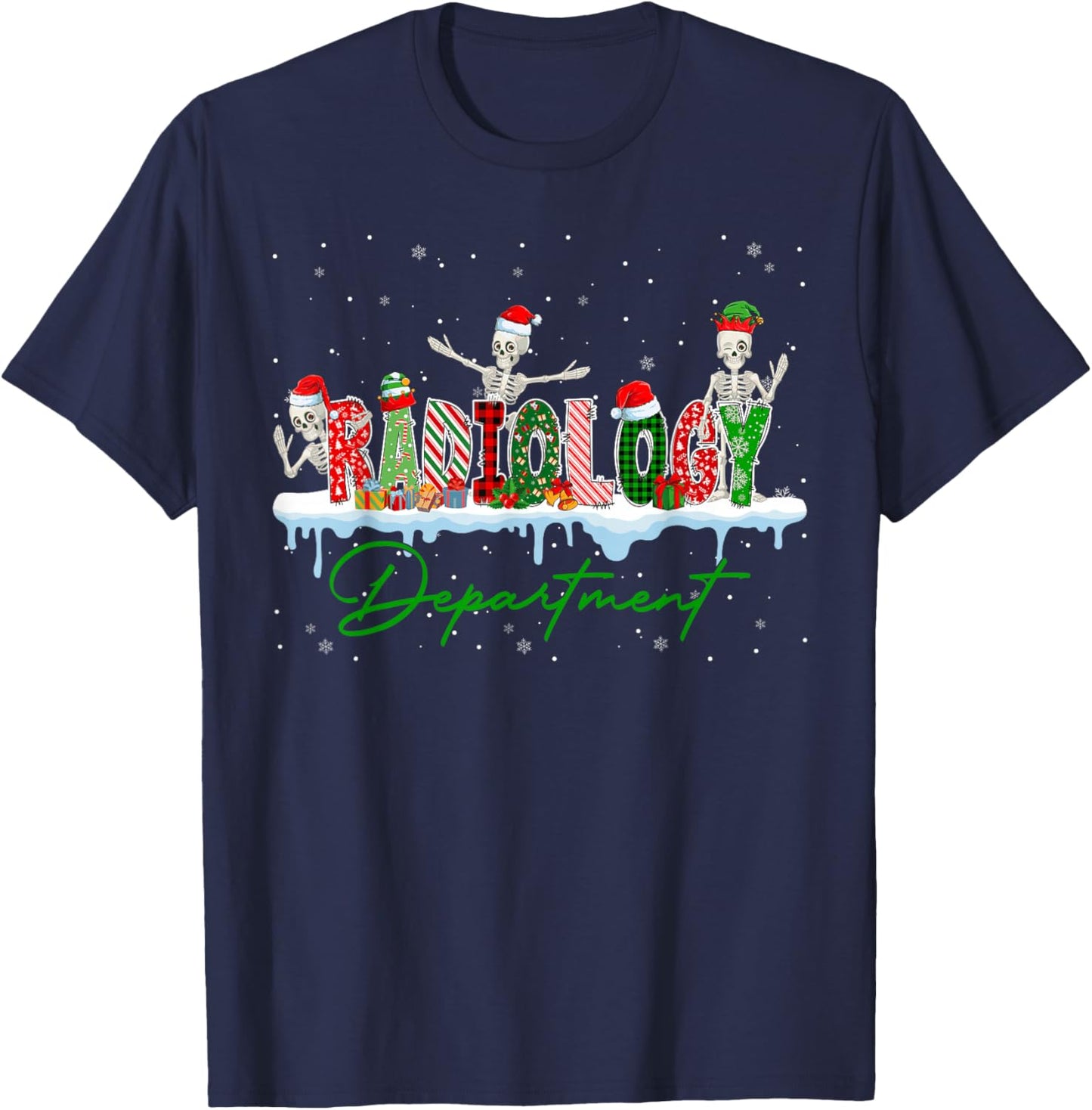 Radiology Department Xray Tech CT MRI Merry Christmas Pajama T-Shirt - T-Shirt | Navy