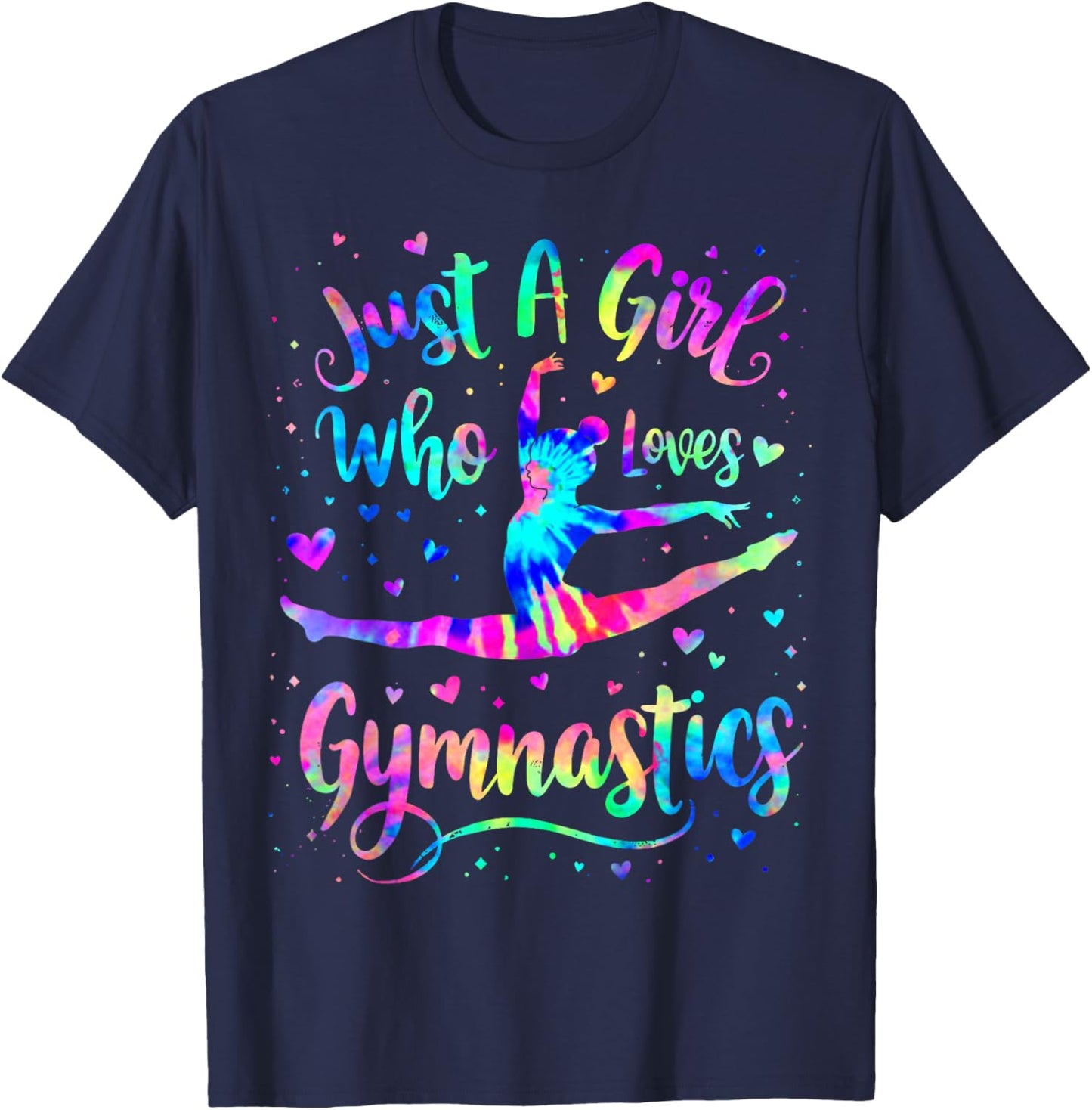 Just A Girl Who Loves Gymnastics Gymnast Tie Dye Women Girl T-Shirt - T-Shirt | Navy