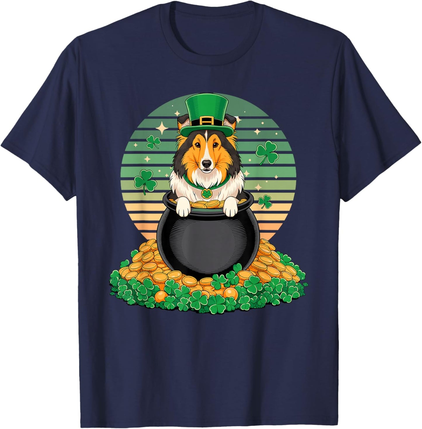 Shetland Sheepdog St Patricks Day Leprechaun Sheltie T-Shirt - T-Shirt | Navy