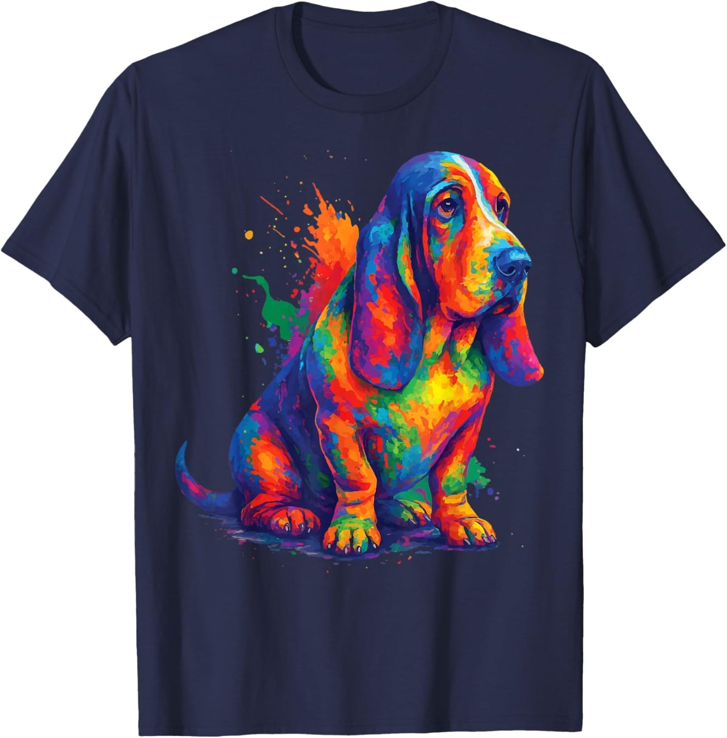 Basset Hound Colorful T-Shirt - T-Shirt | Navy
