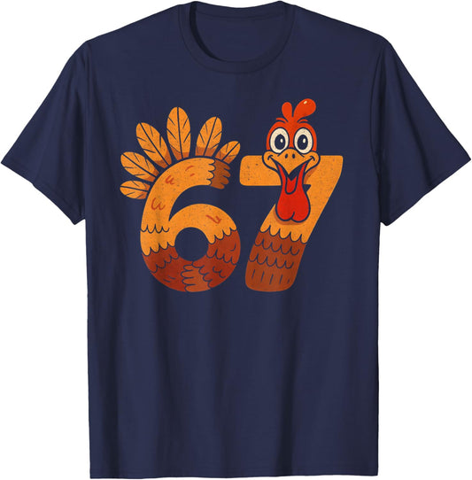 67 Meme Humor 6-7 Funny Six Seven Thanksgiving Turkey 6 7 T-Shirt - T-Shirt | Navy