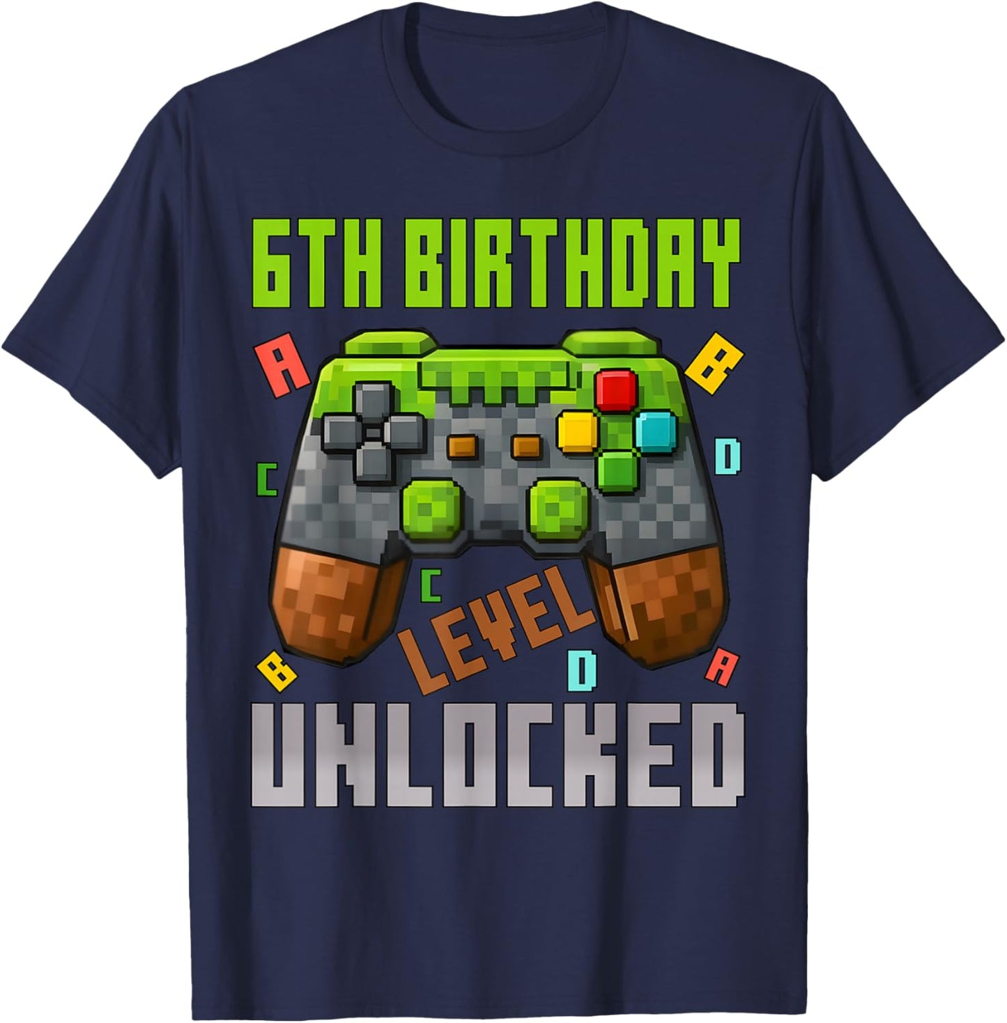 6th Birthday Boy Level 6 Unlocked Birthday Boy 6 Years Old T-Shirt - T-Shirt | Navy