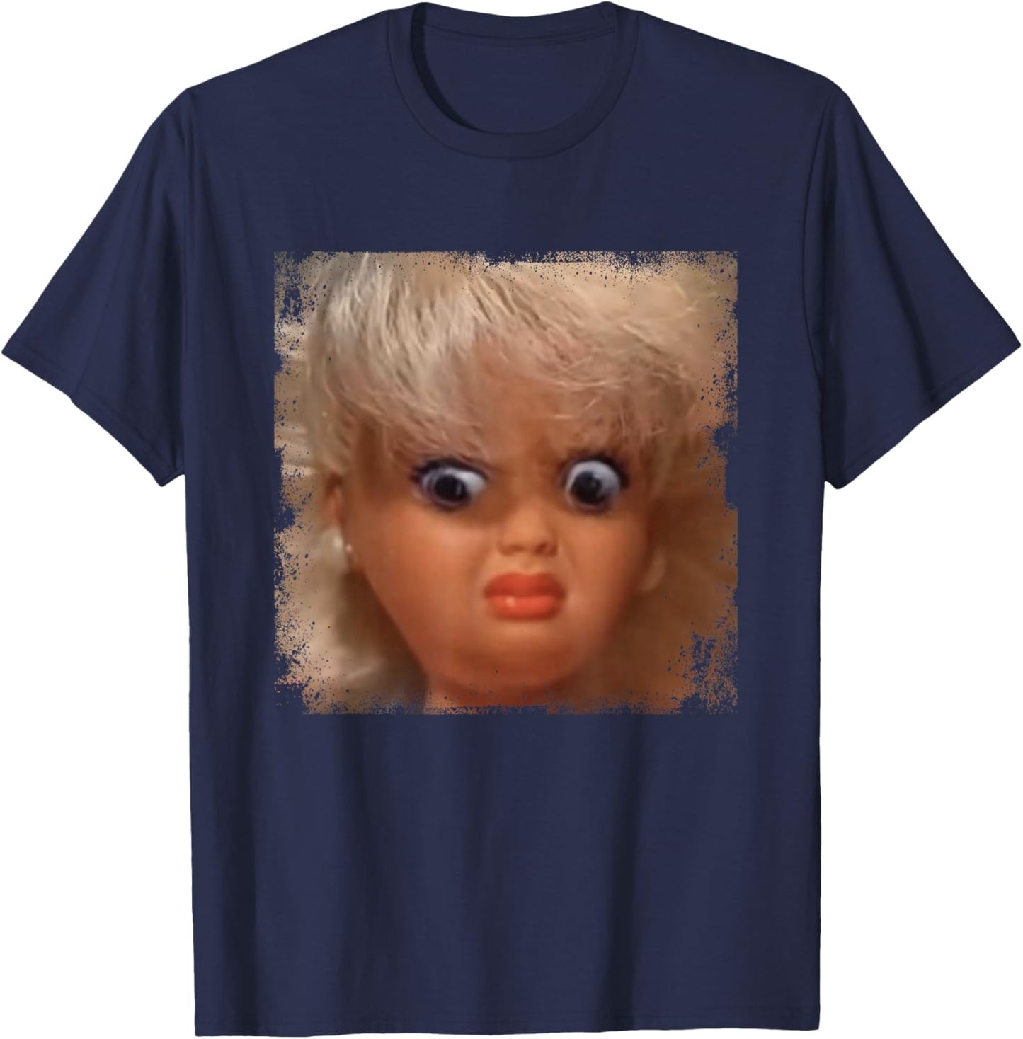Funny Doll Face Meme T-Shirt - T-Shirt | Navy