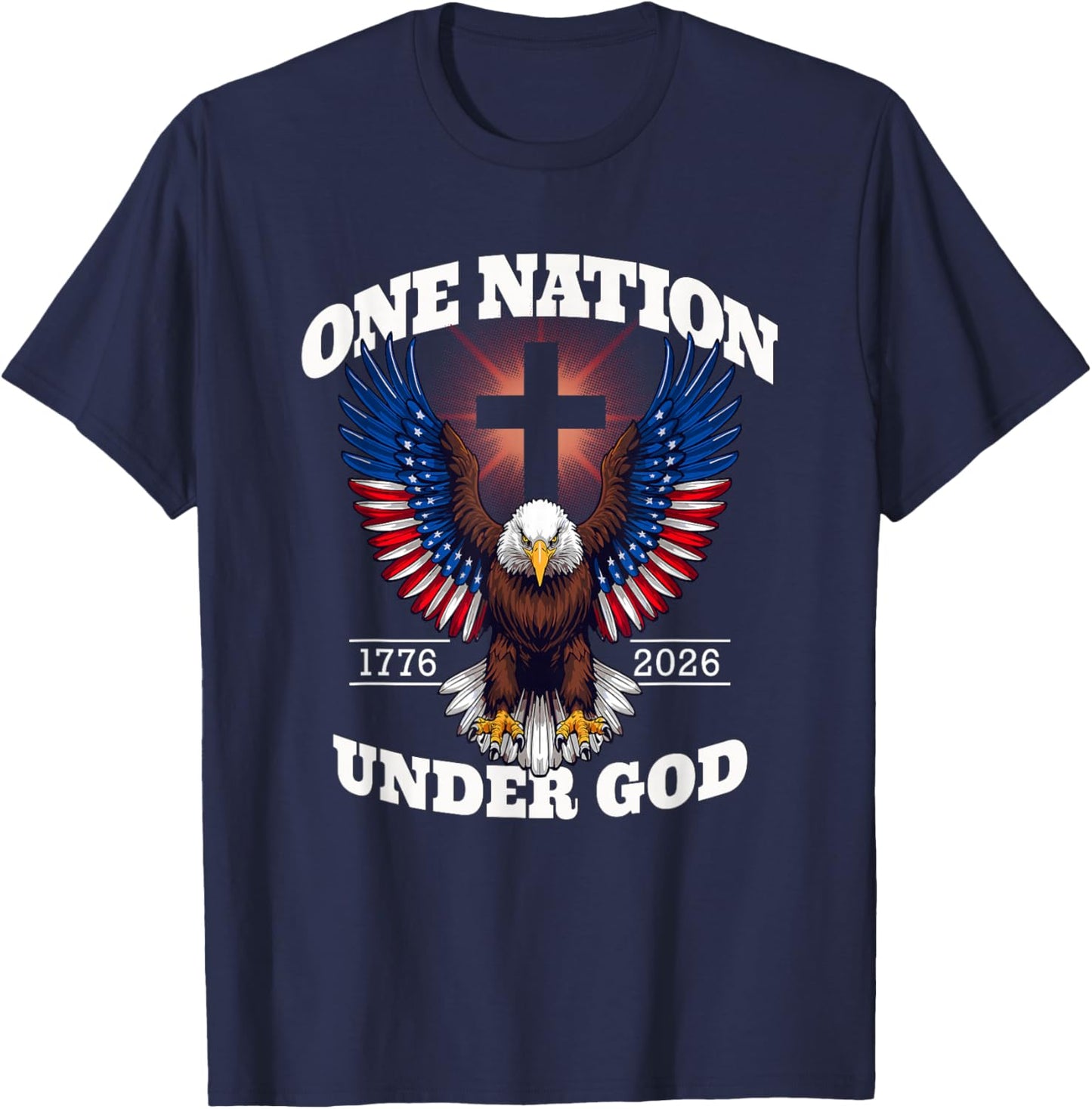 One Nation Under God Patriotic Eagle Design T-Shirt - T-Shirt | Navy