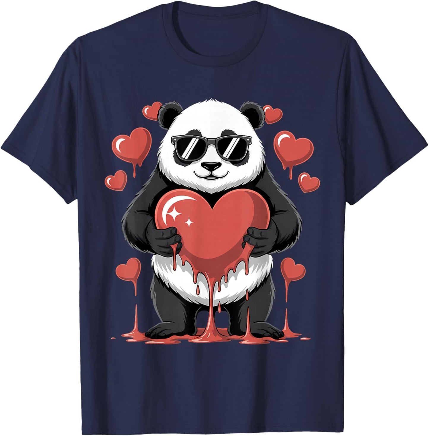 Valentines Day Cute Valentine Panda Lover T-Shirt - T-Shirt | Navy