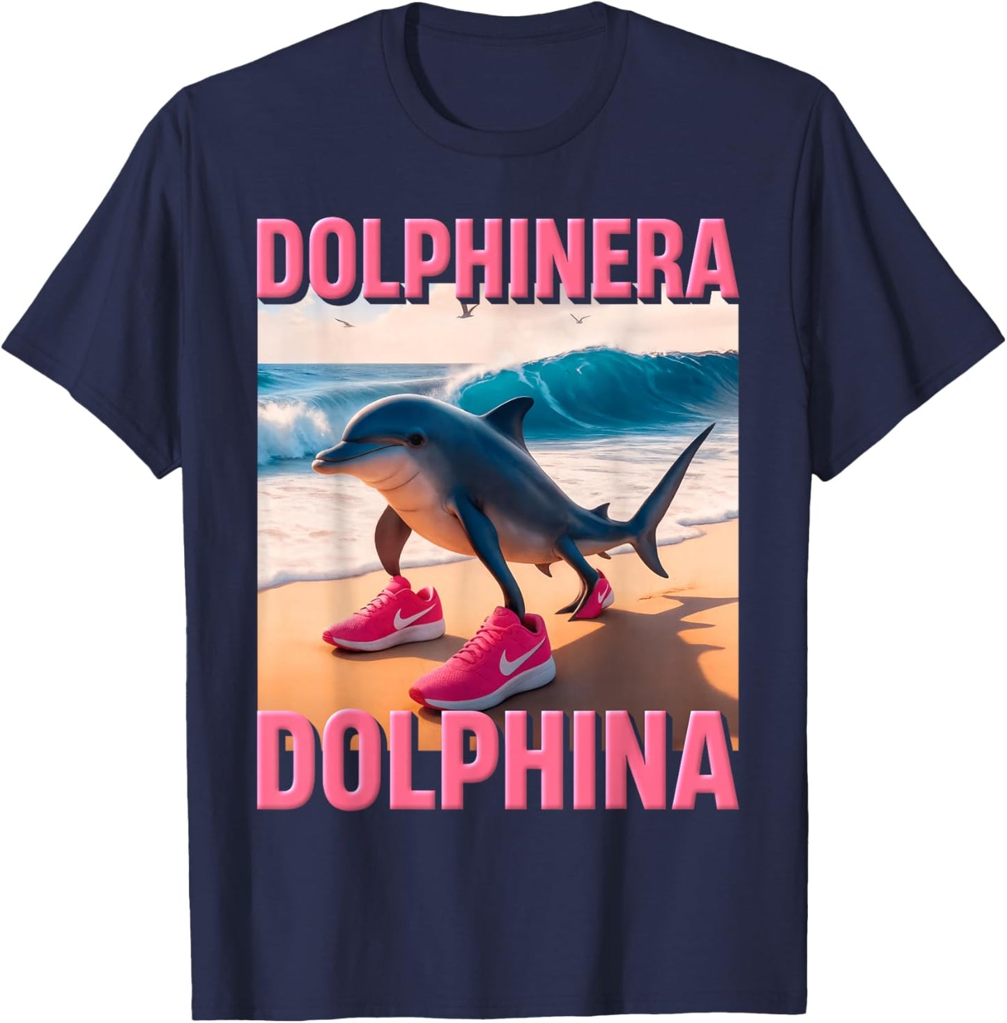 Dolphinera Dolphina Italian Brainrot Meme AI Funny Dolphin T-Shirt - T-Shirt | Navy