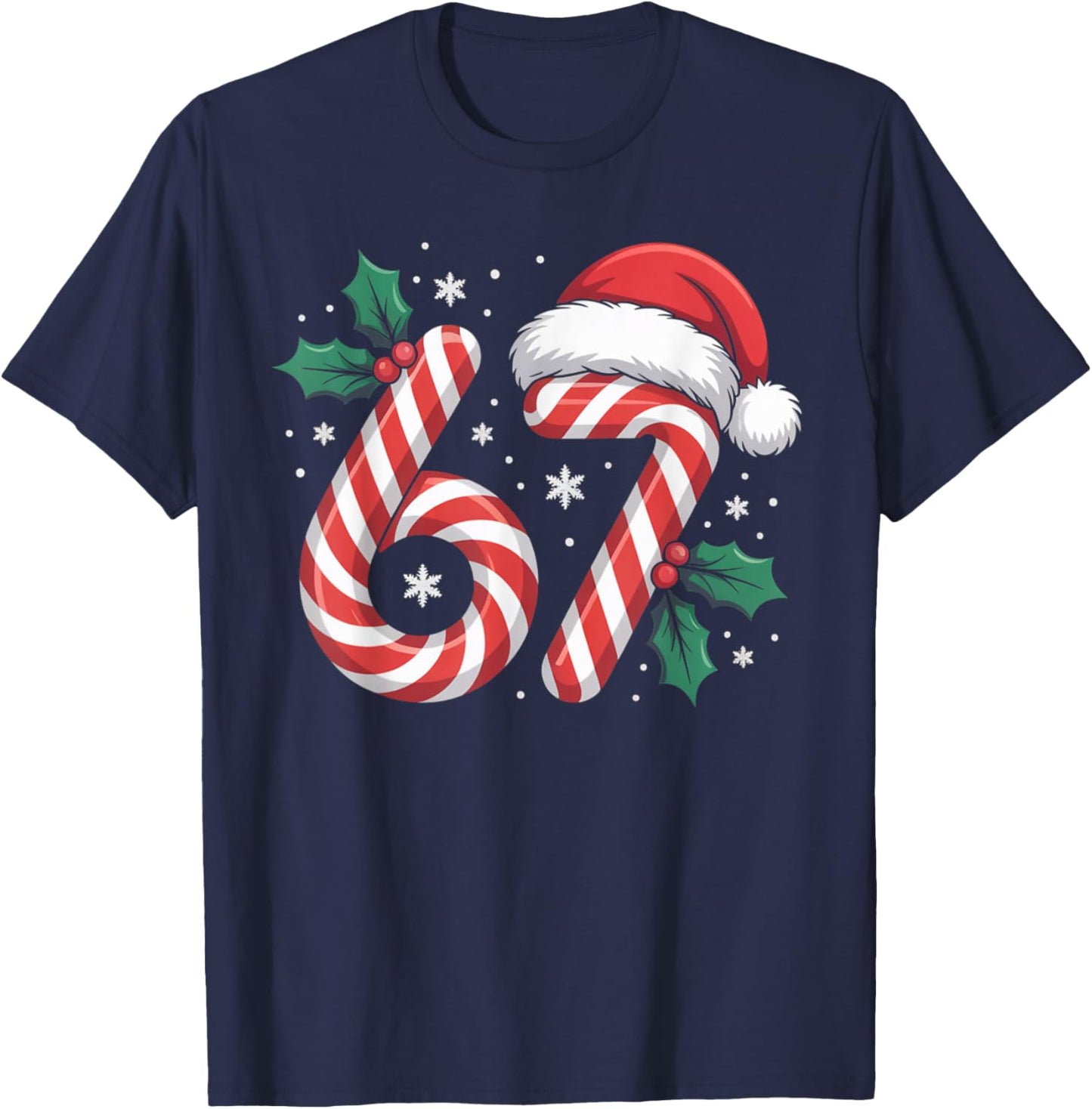 Christmas Candy Cane 67 Meme Funny Boys Girls T-Shirt - T-Shirt | Navy