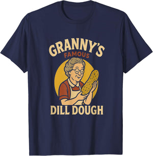 Grannys Famous Dill Dough Retro Grandma Humor Wordplay Fun T-Shirt - T-Shirt | Navy