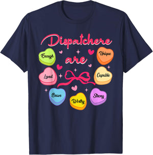 911 Dispatcher are Loved Enough Valentine's Day Dispatch T-Shirt - T-Shirt | Navy