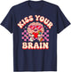 Groovy Kiss Your Brain Retro Valentines Day Teacher Kids T-Shirt - T-Shirt | Navy