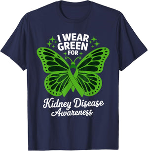 I Wear Green for Kidney Disease Awareness T-Shirt - T-Shirt | Navy