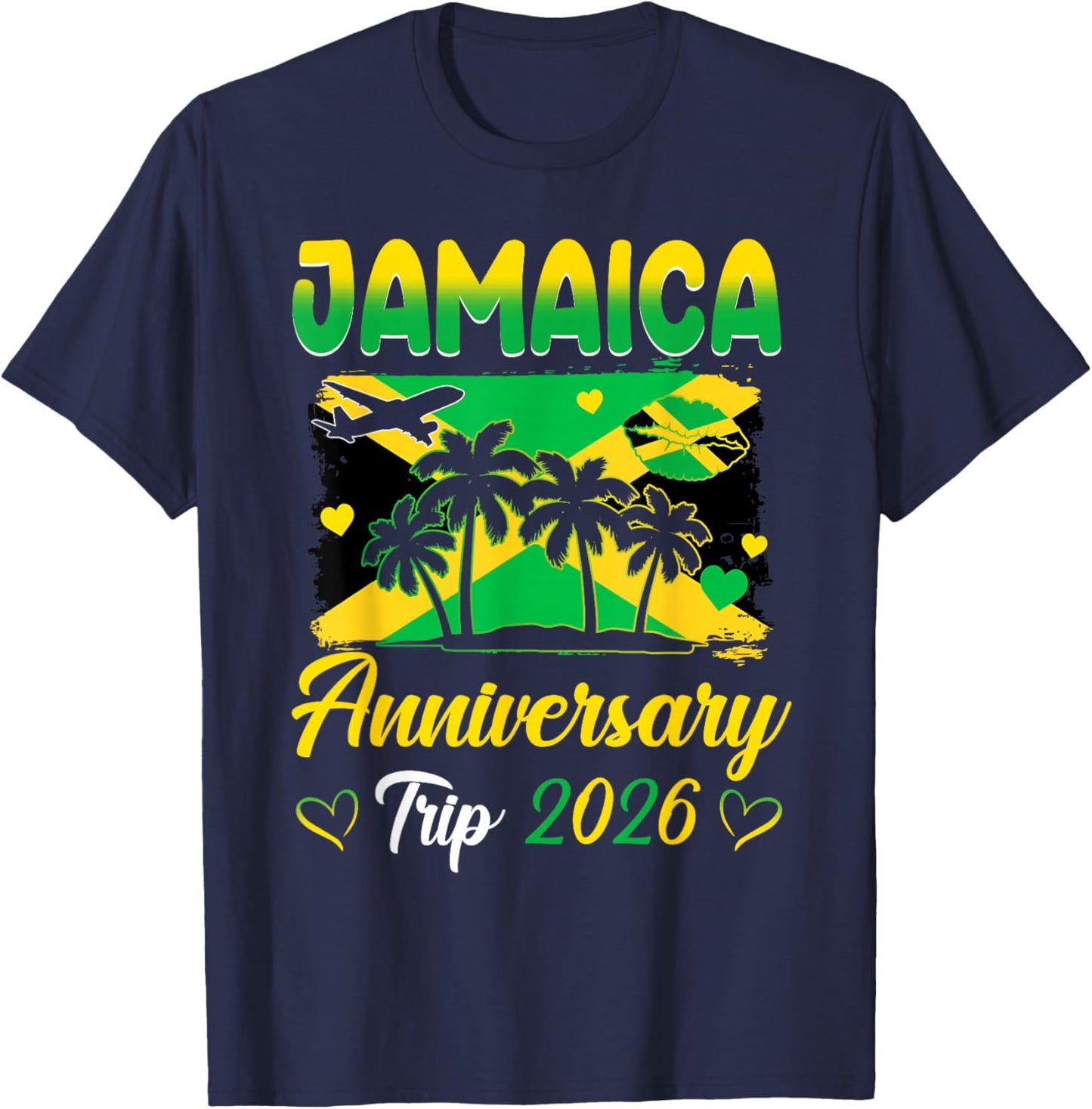 Jamaica Anniversary Trip 2026 Couple Vacay Trip T-Shirt - T-Shirt | Navy