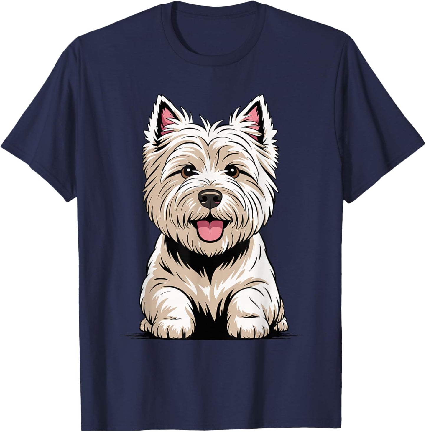 Cute Puppy Breed Artistic Westie West Highland White Terrier T-Shirt - T-Shirt | Navy