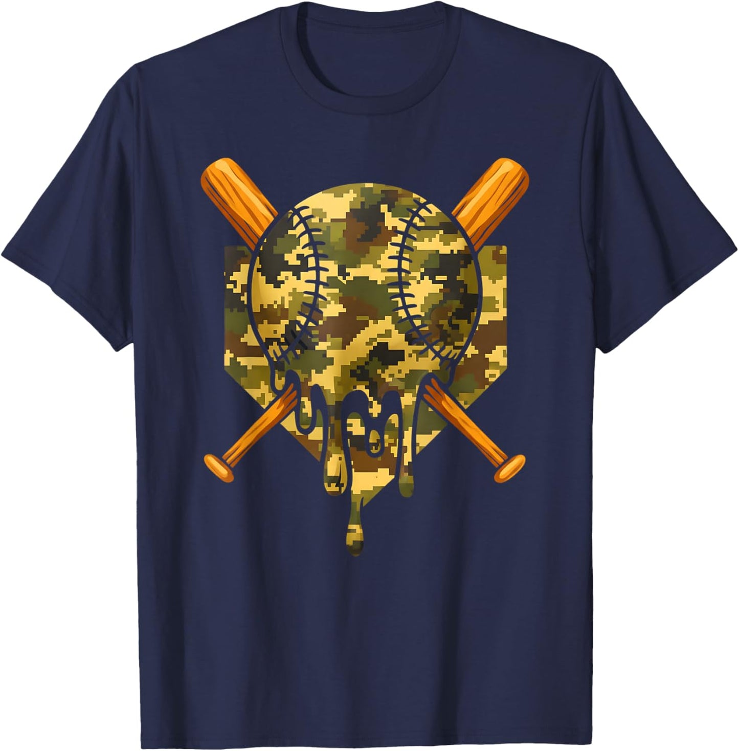 Baseball Camo Boys Ice Cream Youth Baseball T-Shirt - T-Shirt | Navy