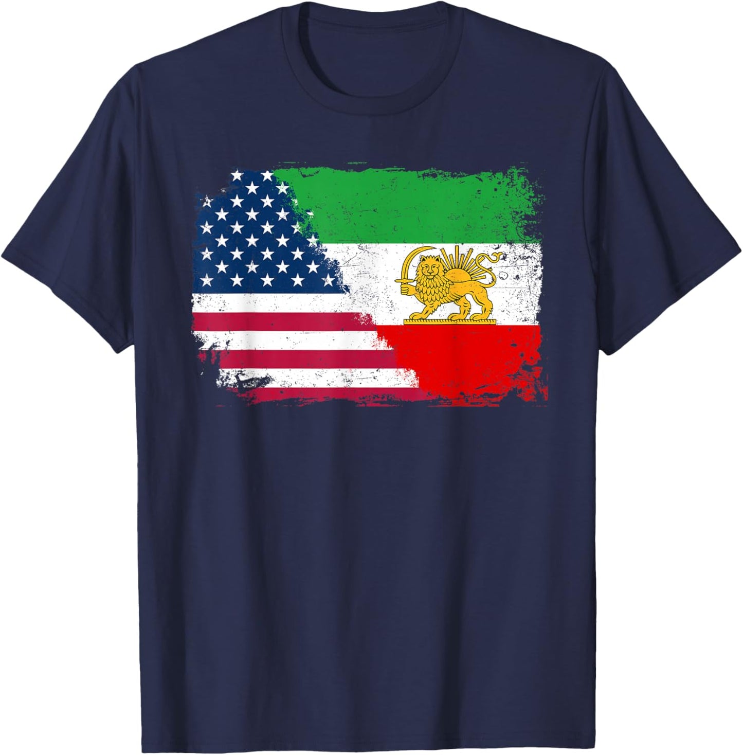 Vintage Persian American Flag USA Persia Roots Heritage T-Shirt - T-Shirt | Navy