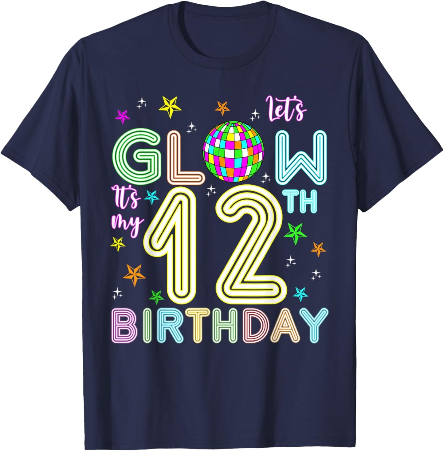 It's My 12th Birthday Glowing 80s 12 Year Old T-Shirt - T-Shirt | Navy