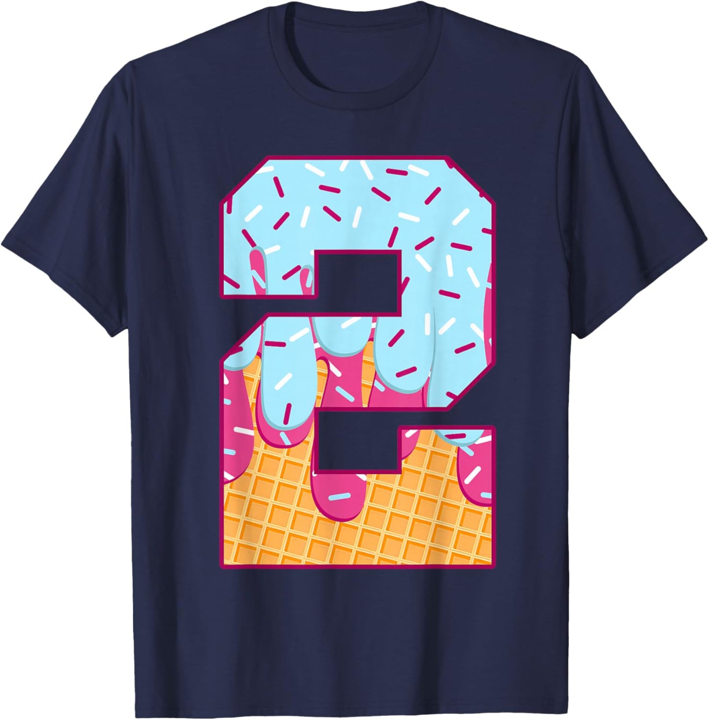 Number 2 Ice Cream Drip Matching Numbers Costume Meme T-Shirt - T-Shirt | Navy