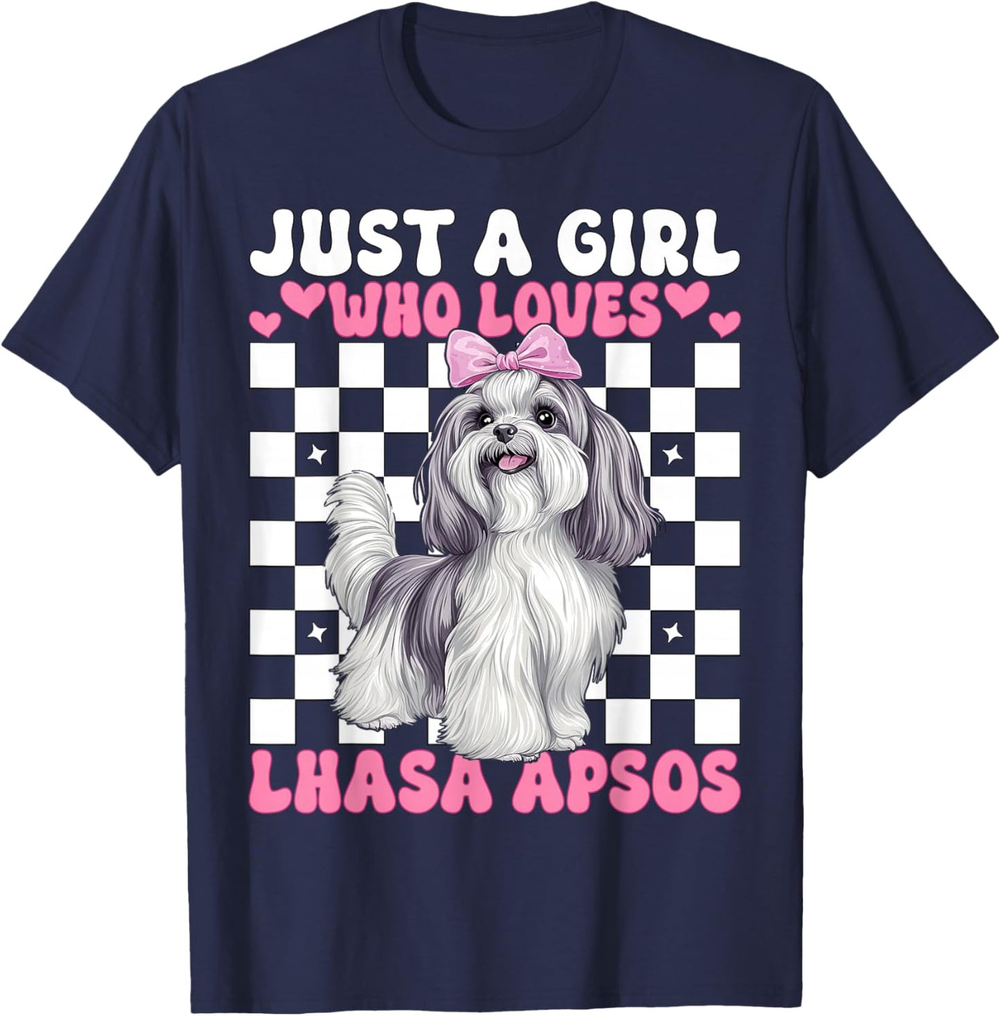 Just A Girl Who Loves Lhasa Apsos Lhasa Apso Dog Coquette T-Shirt - T-Shirt | Navy