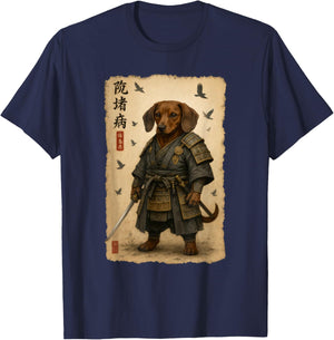 Dachshund Samurai Art Japanese Vintage T-Shirt - T-Shirt | Navy