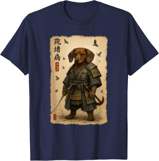 Dachshund Samurai Art Japanese Vintage T-Shirt - T-Shirt | Navy