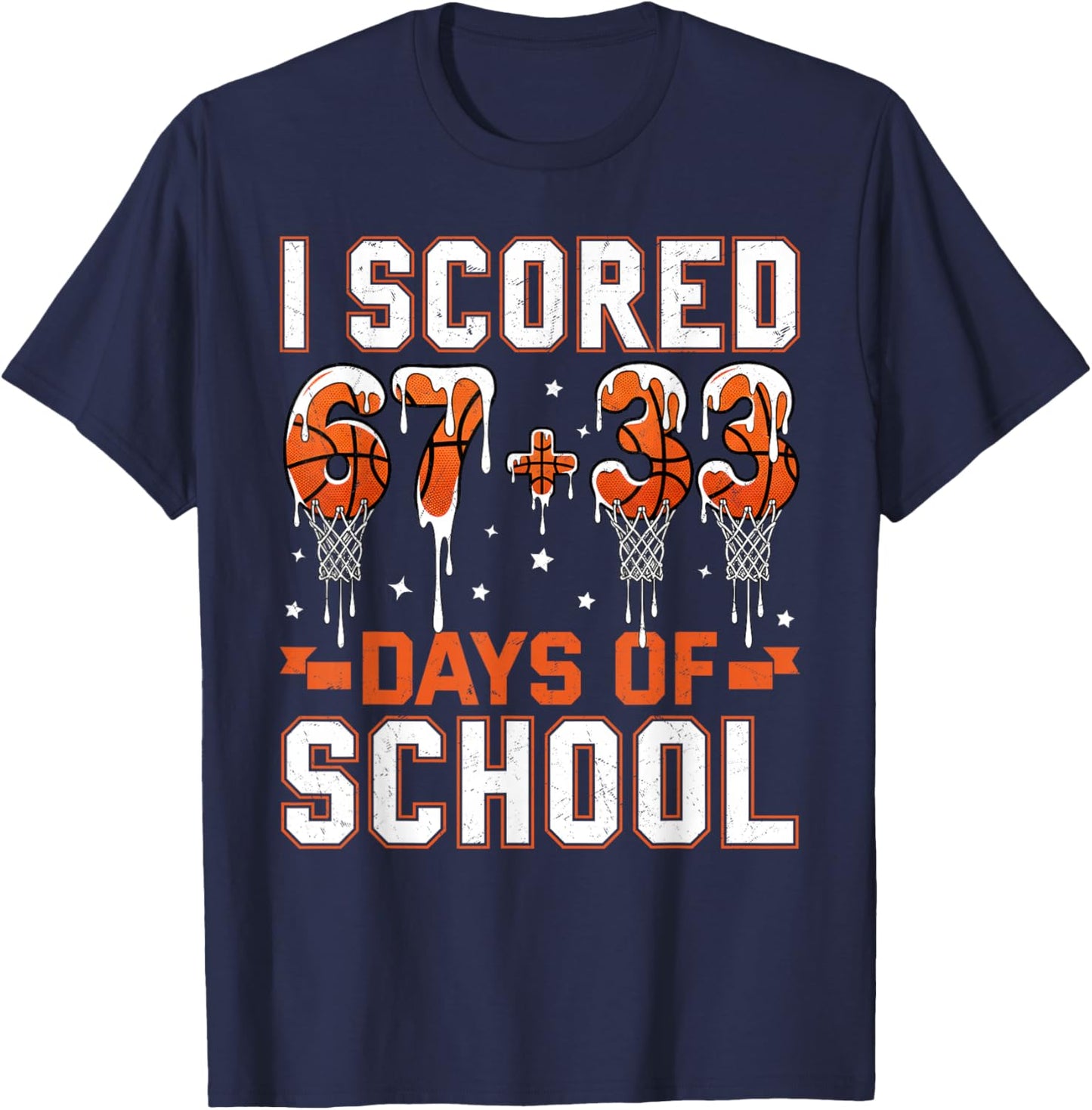 100 Days of School Basketball Drip 100th Day of School Boys T-Shirt - T-Shirt | Navy