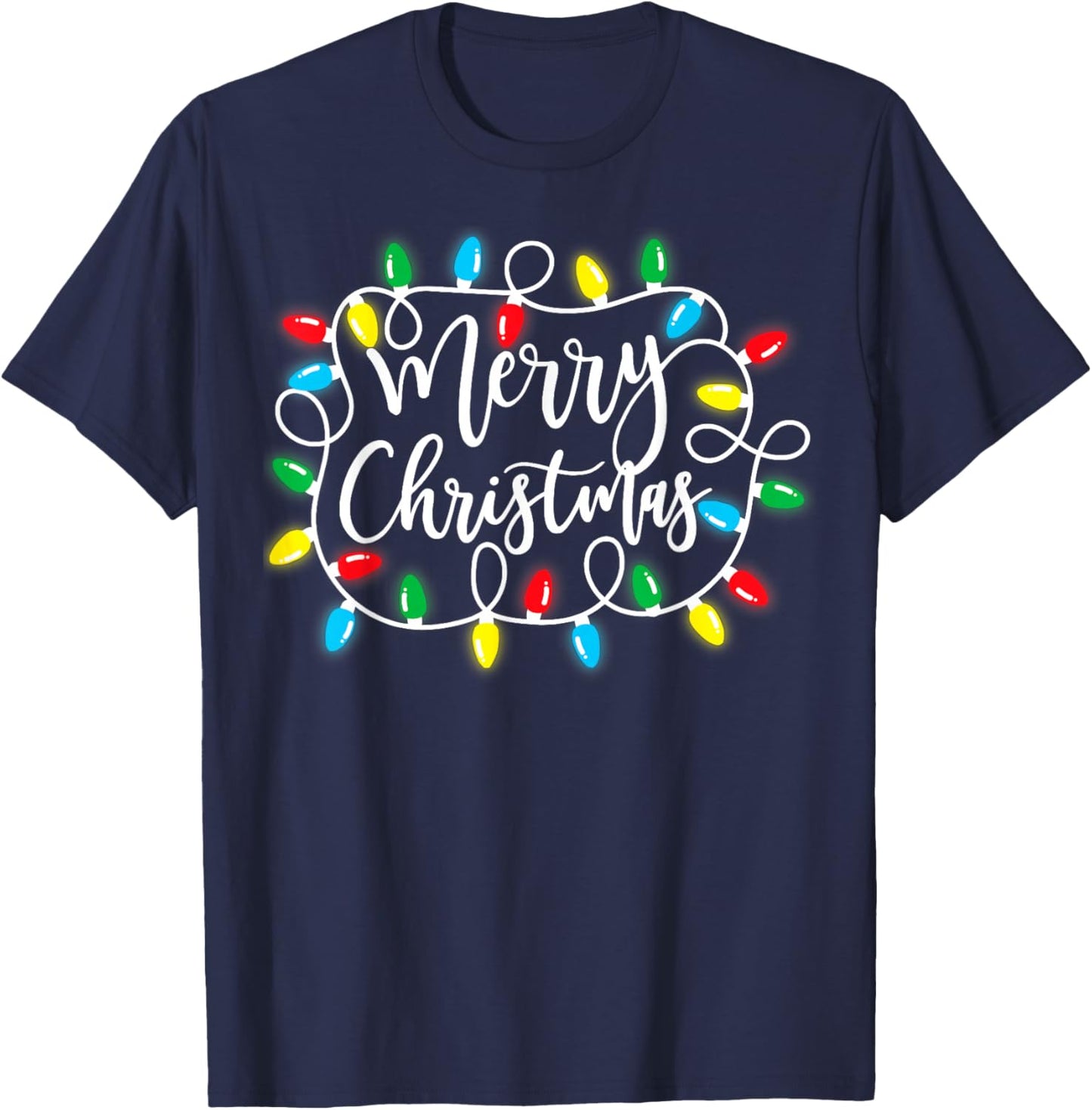 Merry Christmas Lights Xmas Family Matching Pajama Men Women T-Shirt - T-Shirt | Navy