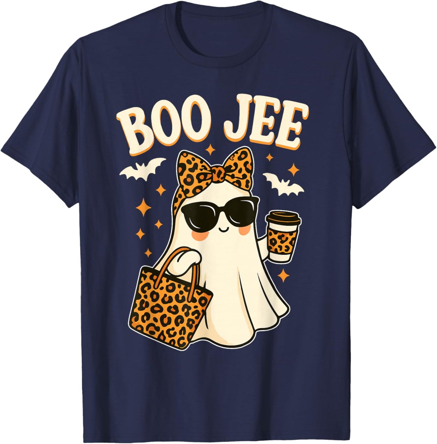Boo JEE Ghost Shirt Halloween Women Girls Boojee Halloween T-Shirt - T-Shirt | Navy