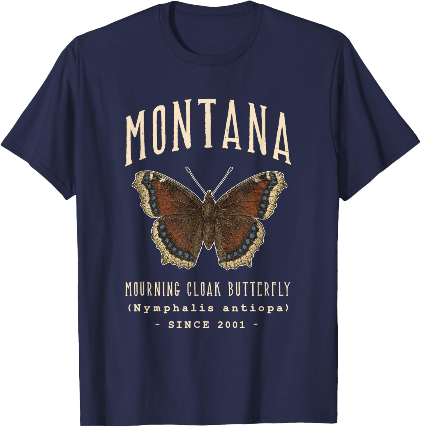 Montana Mourning Cloak Butterfly T-Shirt - T-Shirt | Navy