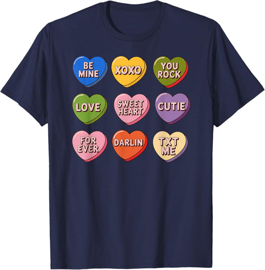 Valentine Hearts Candy be Mine T-Shirt - T-Shirt | Navy