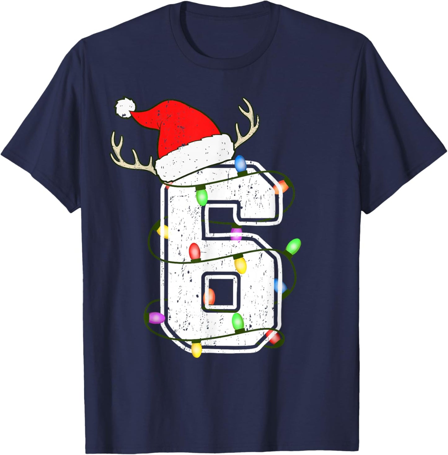 Number 6 6th Birthday Boy Six Christmas Happy Birthday Kids T-Shirt - T-Shirt | Navy