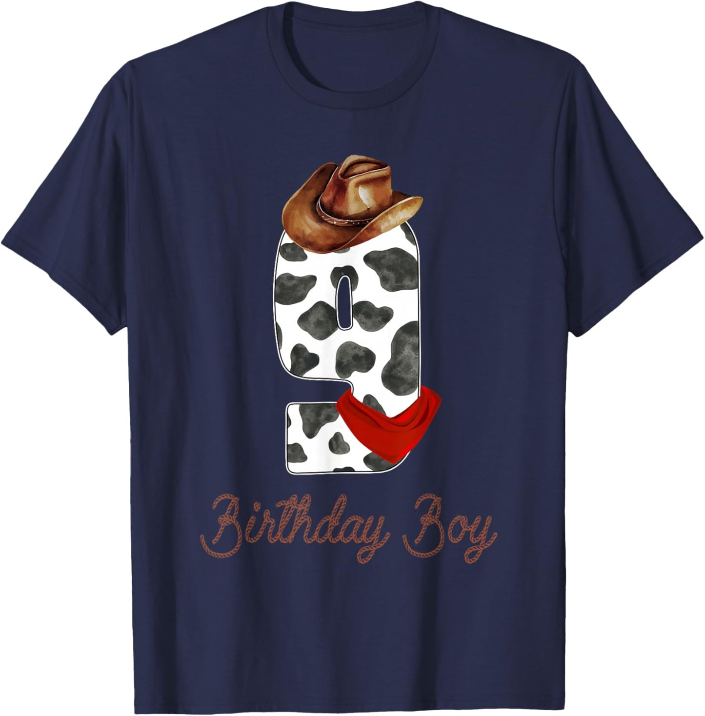 It's My 9th Birthday Boy Vintage 9 Years Old Boys Cowboy T-Shirt - T-Shirt | Navy