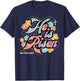 Easter He is Risen Flowers Jesus Christian Girls Kids Women T-Shirt - T-Shirt | Navy