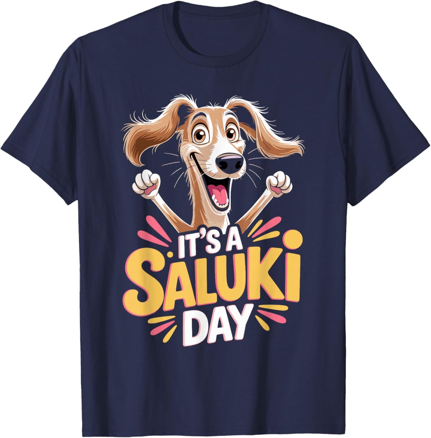 It's a Saluki Day Cartoon Pet Dog Breed Persian Greyhound T-Shirt - T-Shirt | Navy