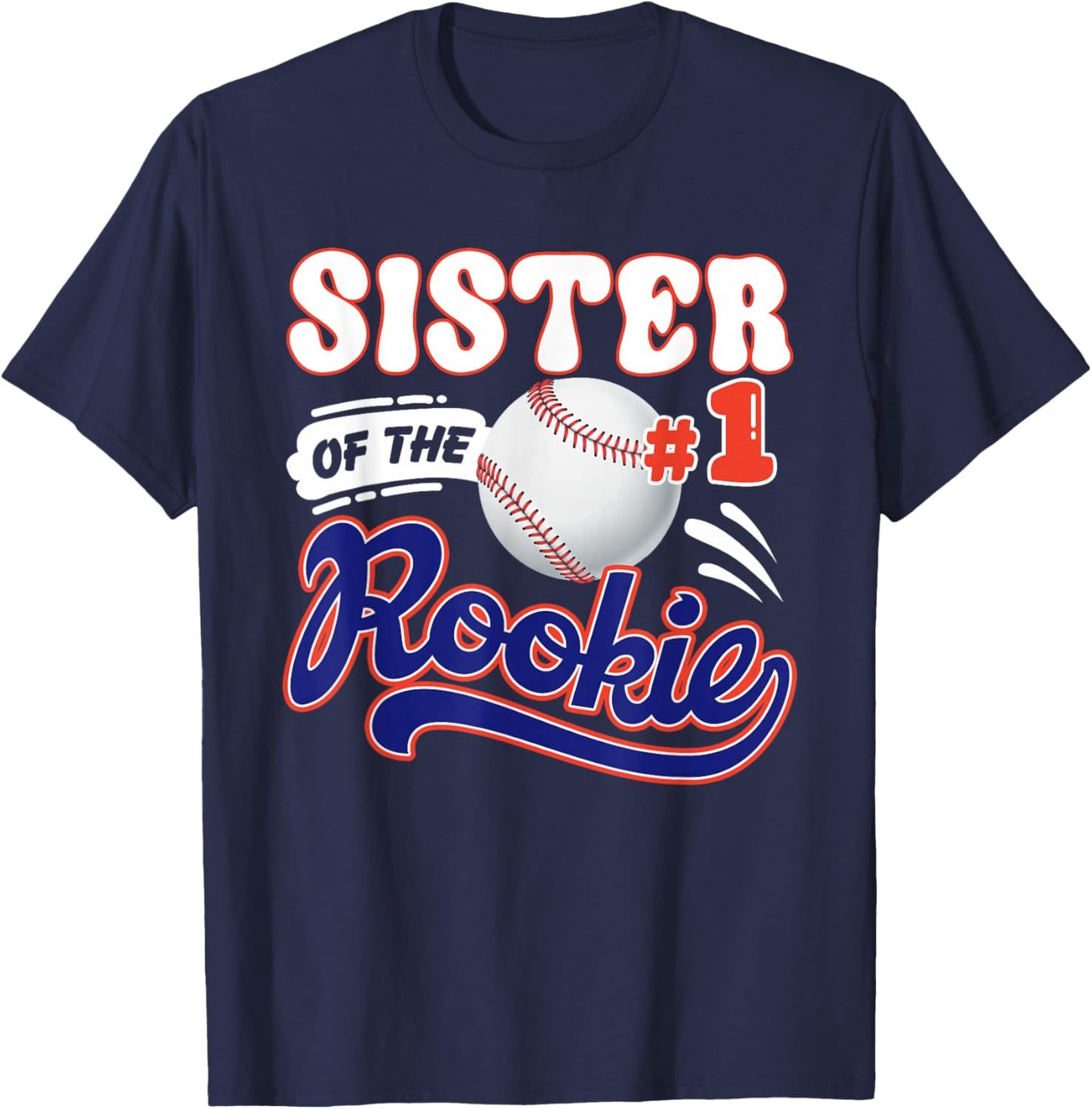 Sister Rookie of Year 1st Birthday Baseball Theme Matching T-Shirt - T-Shirt | Navy