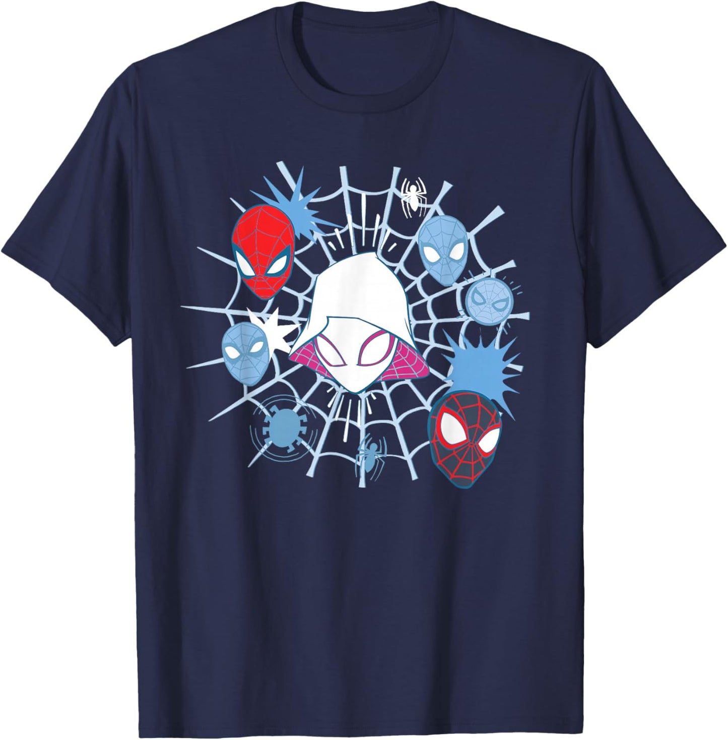 Marvel Ghost-Spider Team Spidey Big Face Collage T-Shirt - T-Shirt | Navy