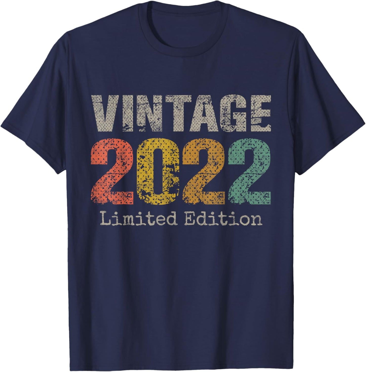 Vintage 2022 Text 4th Birthday Gift Boy Girl 4 Year Old T-Shirt - T-Shirt | Navy