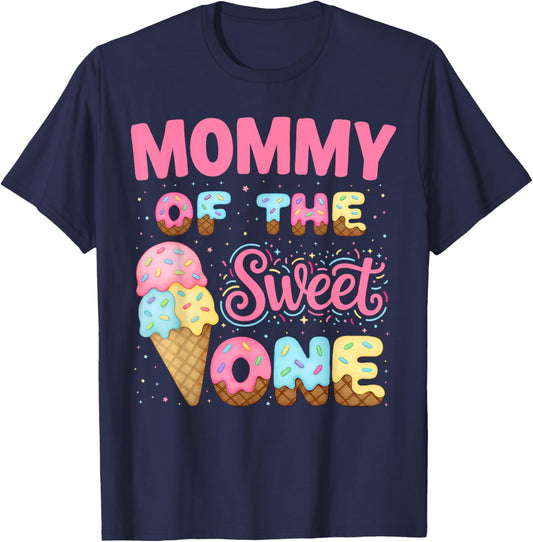 Mommy of The Sweet One Ice Cream Matching Birthday Family T-Shirt - T-Shirt | Navy
