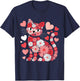 Valentines Day Heart Love Cute Valentine Cat Lover T-Shirt - T-Shirt | Navy