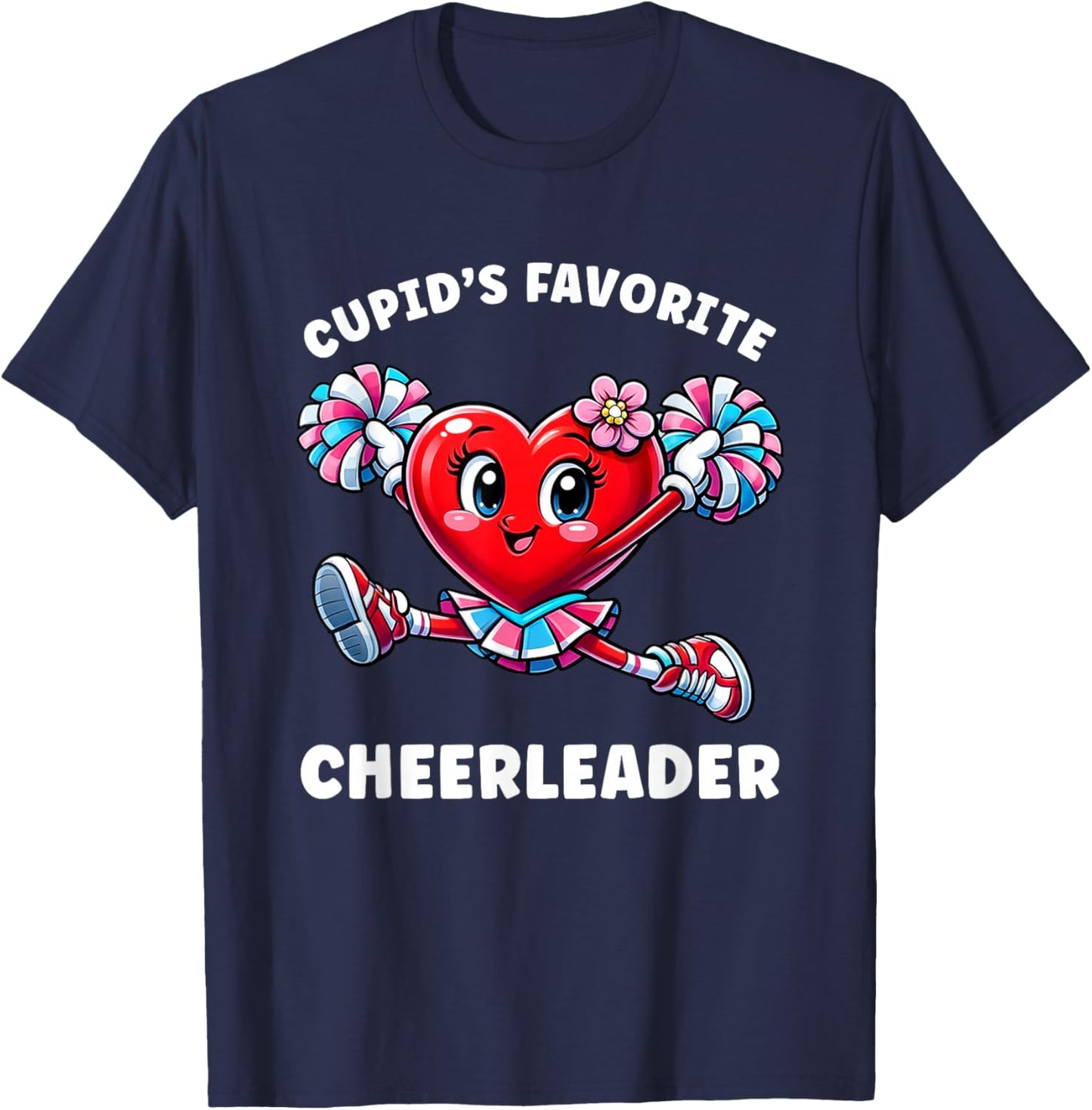 Cupid's Favorite Cheerleader Valentine's Day Cheerleading T-Shirt - T-Shirt | Navy