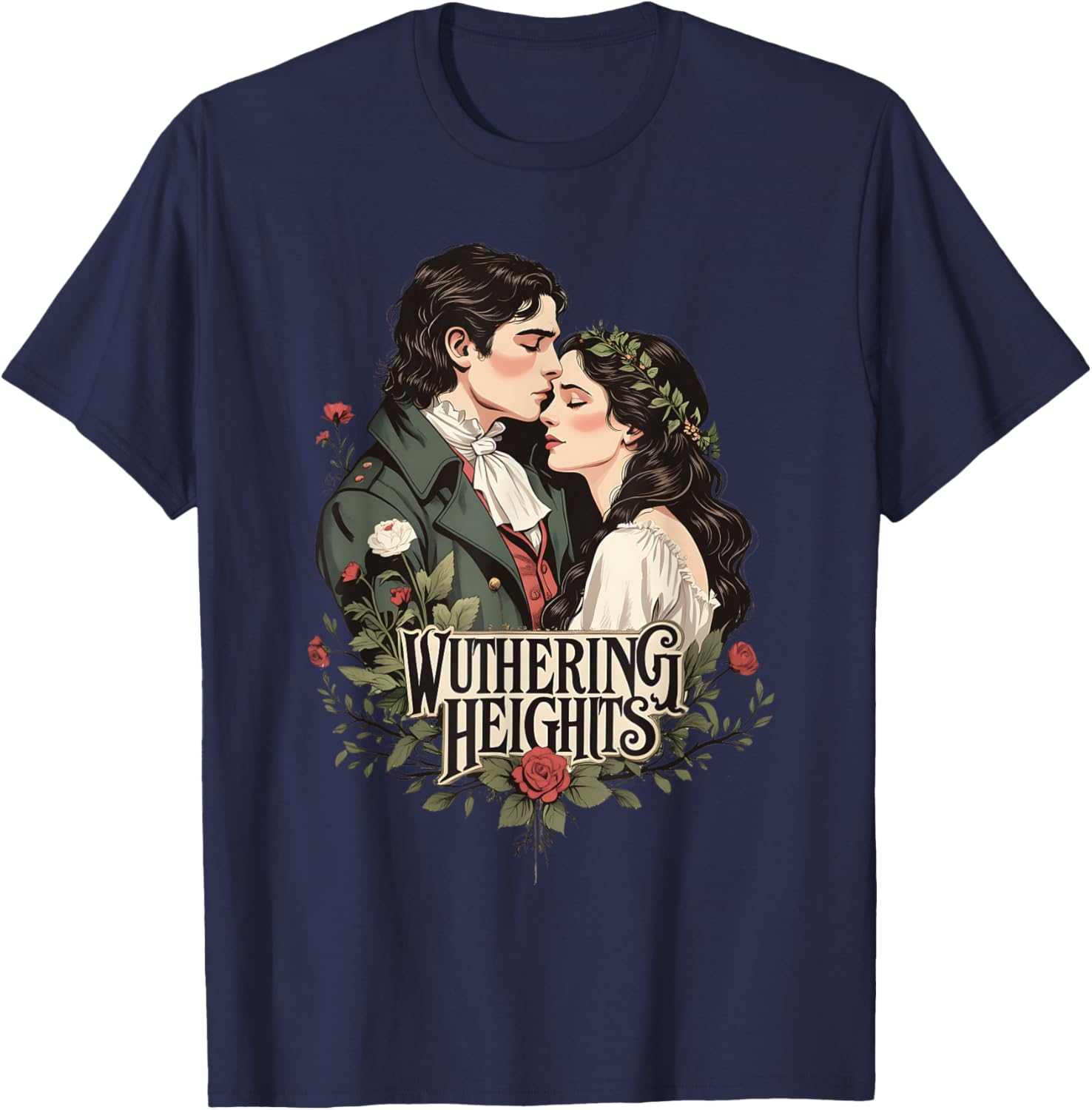 Wuthering Heights, Emily Bronte and Heathcliff Lovers T-Shirt - T-Shirt | Navy