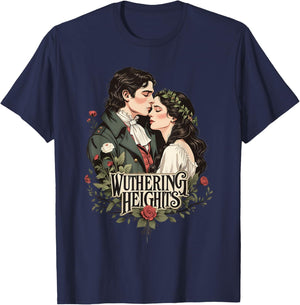 Wuthering Heights, Emily Bronte and Heathcliff Lovers T-Shirt - T-Shirt | Navy