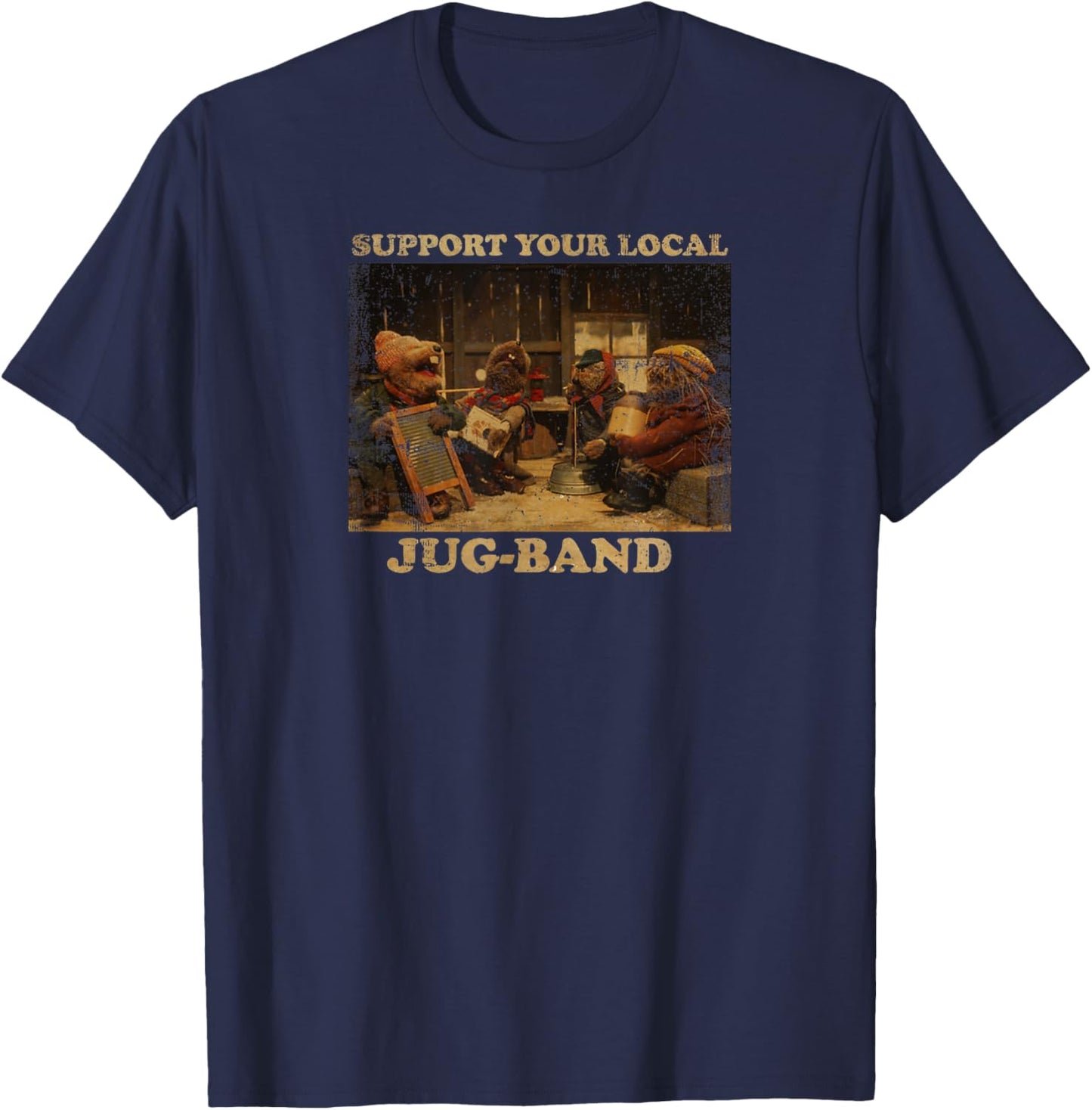 Vintage Support Local JUG-Band Graphic Music Musician Joke T-Shirt - T-Shirt | Navy
