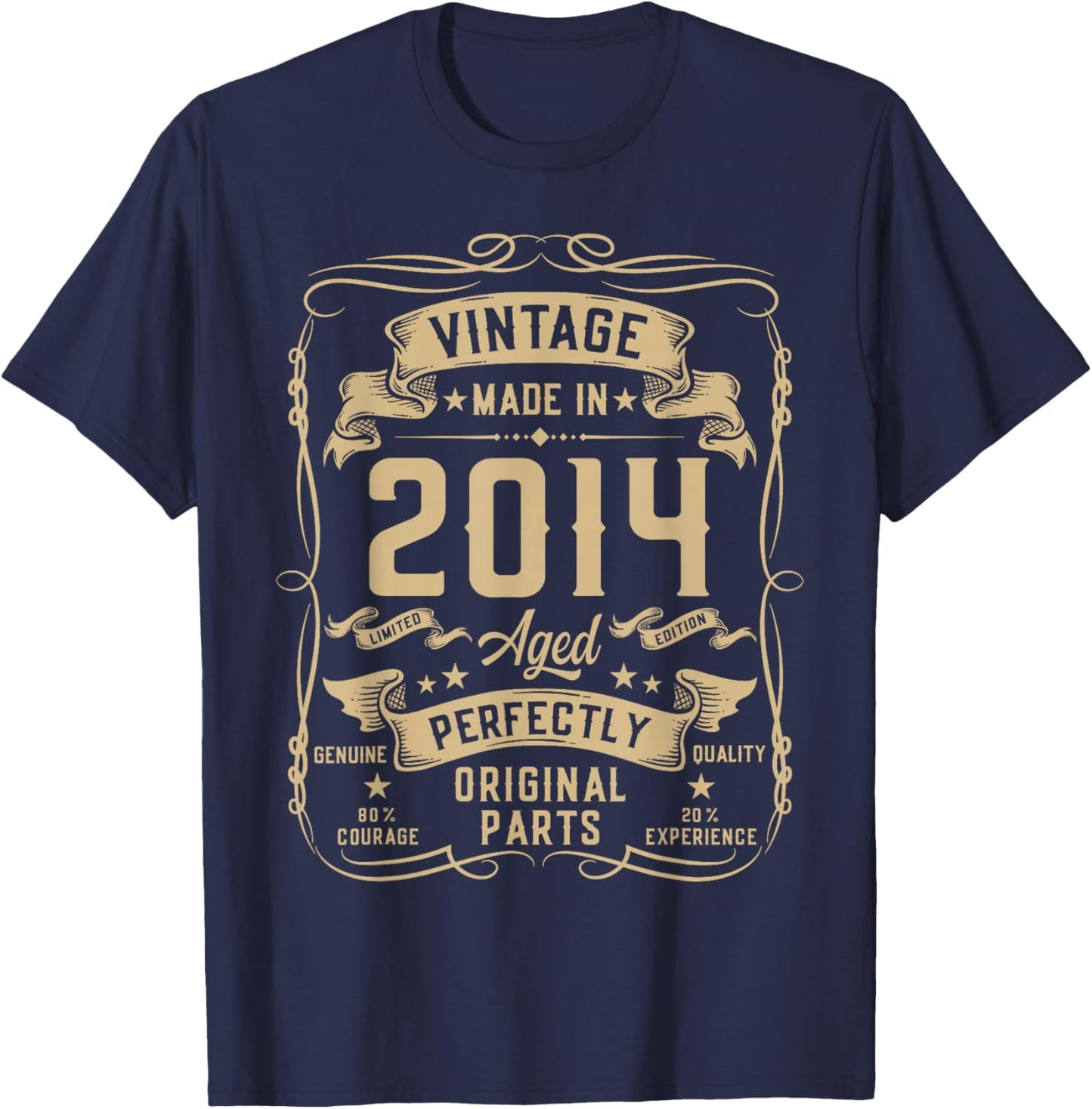 Vintage 2014 11yr 11th Birthday Gifts Boys Girls 11 Year Old T-Shirt - T-Shirt | Navy