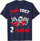 Two Fast 2 Curious 2nd Birthday Two Years Old Car Racing T-Shirt - T-Shirt | Navy