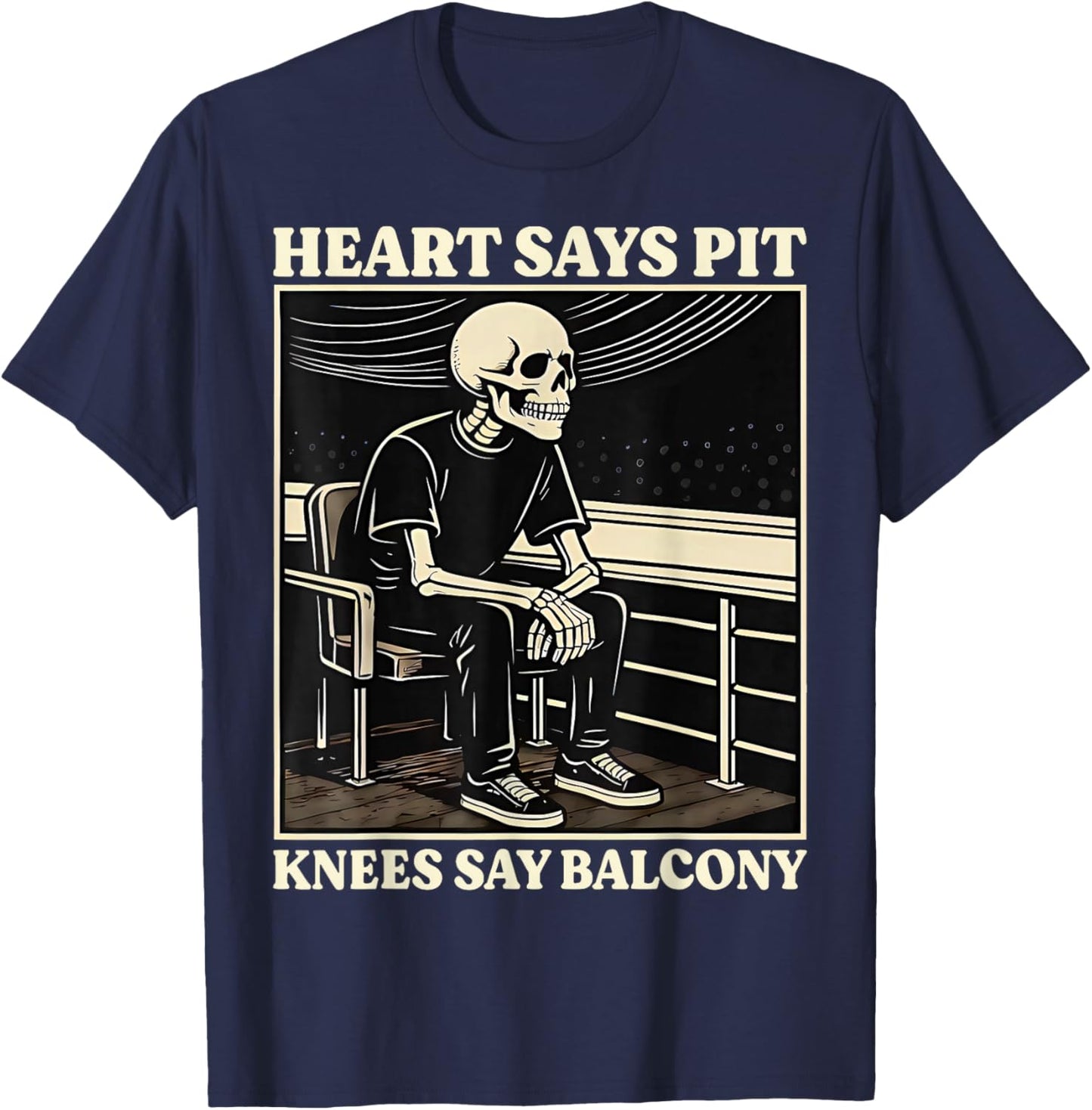 Retro Heart Says Pit Knees Say Balcony Men T-Shirt - T-Shirt | Navy