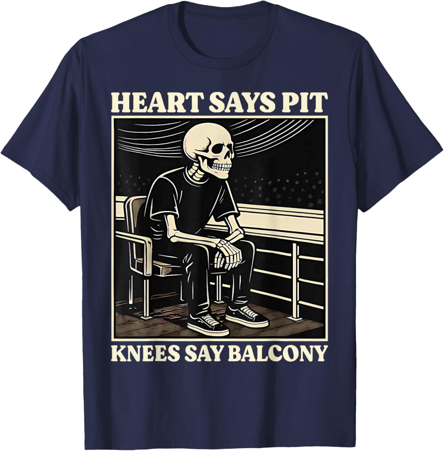 Retro Heart Says Pit Knees Say Balcony Men T-Shirt - T-Shirt | Navy