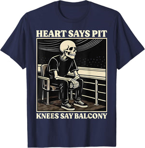 Retro Heart Says Pit Knees Say Balcony Men T-Shirt - T-Shirt | Navy